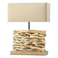 Tischleuchte Marica Hellbraun max. 22 Watt - Hellbraun, Natur, Holz/Textil (40/50/15cm)