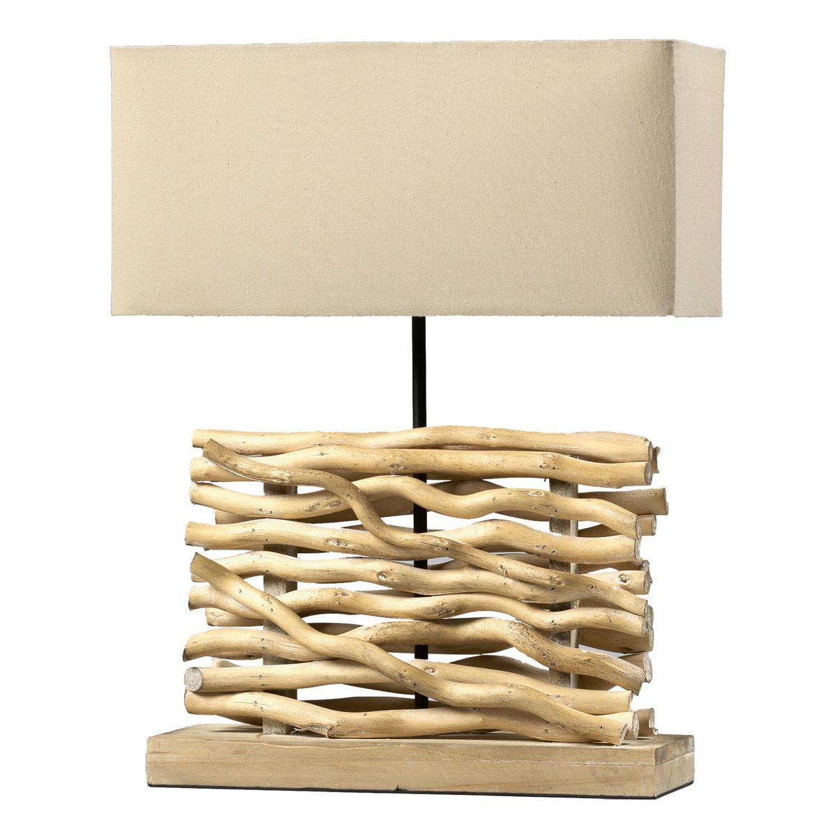 Tischleuchte Marica Hellbraun max. 22 Watt - Hellbraun, Natur, Holz/Textil (40/50/15cm)