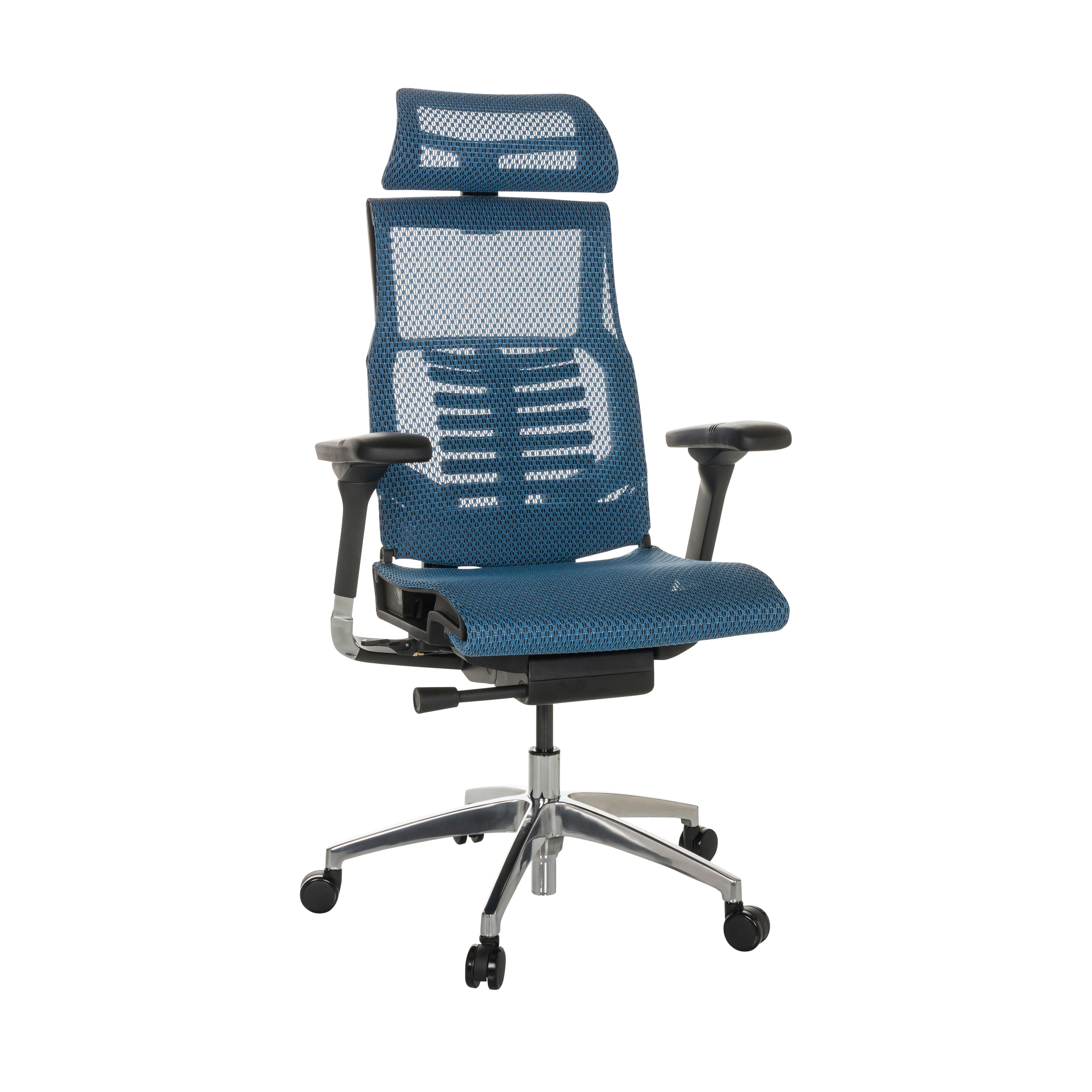 Pisarniški Stol Dynafit Ii, Modra - modra/srebrne barve, Basics, kovina/umetna masa (67/119-135/60cm) - MID.YOU