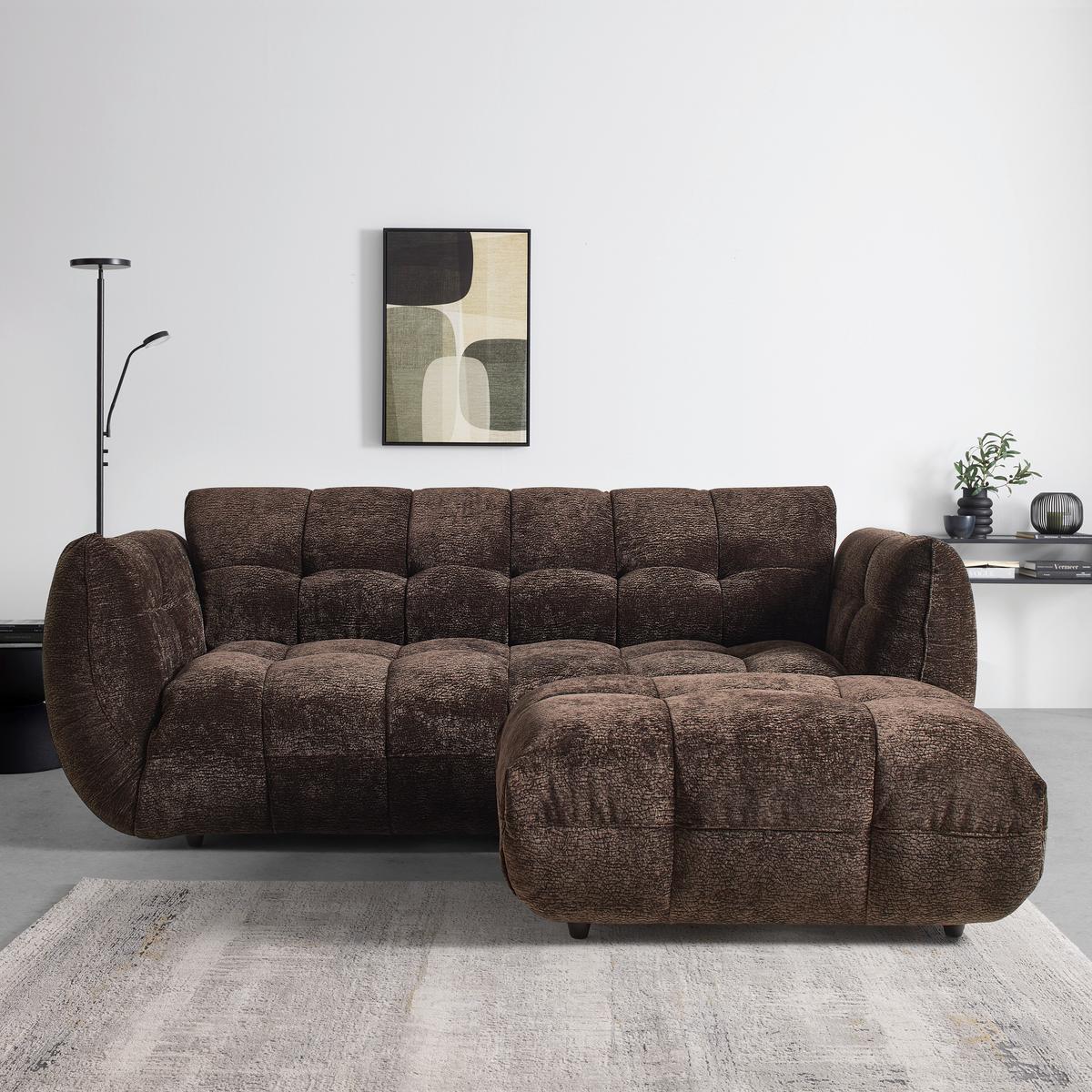 Bigsofa Carlos Dunkelbraun - Dunkelbraun/Schwarz, Modern, Kunststoff/Textil (218/81/104cm) - Mömax