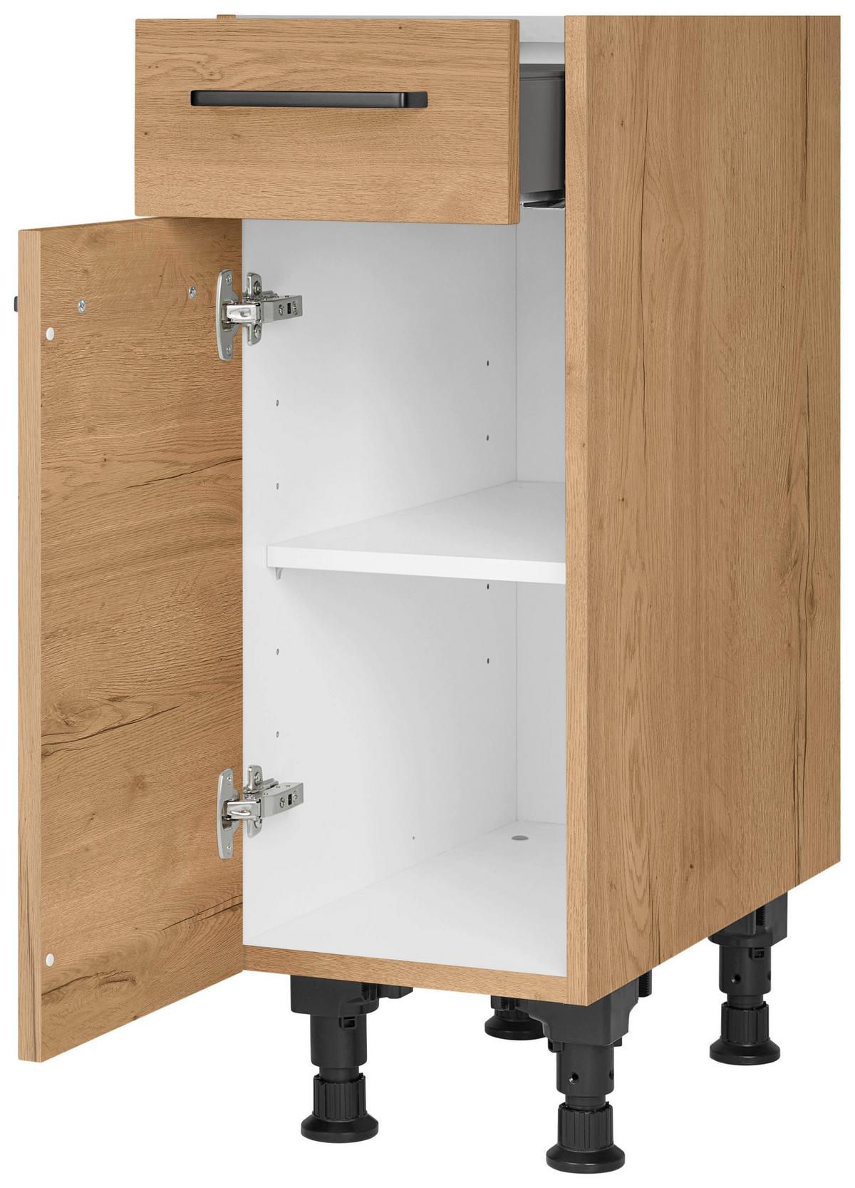 Schubkastenunterschrank Structura Eiche - Eichefarben/Schwarz, MODERN, Holzwerkstoff/Metall (30/87/56cm) - Nobilia