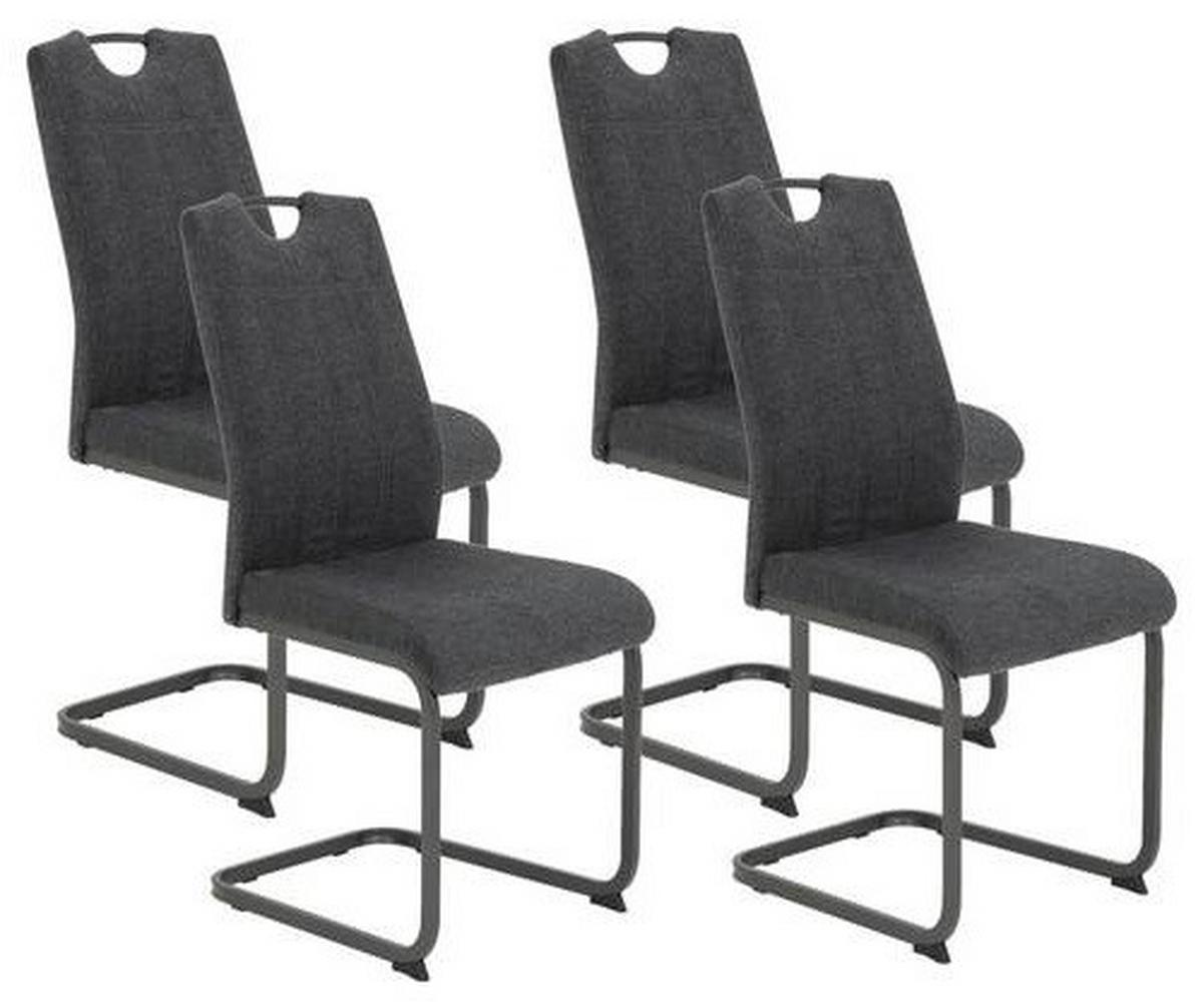 Schwingstuhl-Set Britta S 4er-Set ca. 44x100cm Anthrazit - Anthrazit/Grau, MODERN, Textil/Metall (44/100/59cm) - MID.YOU
