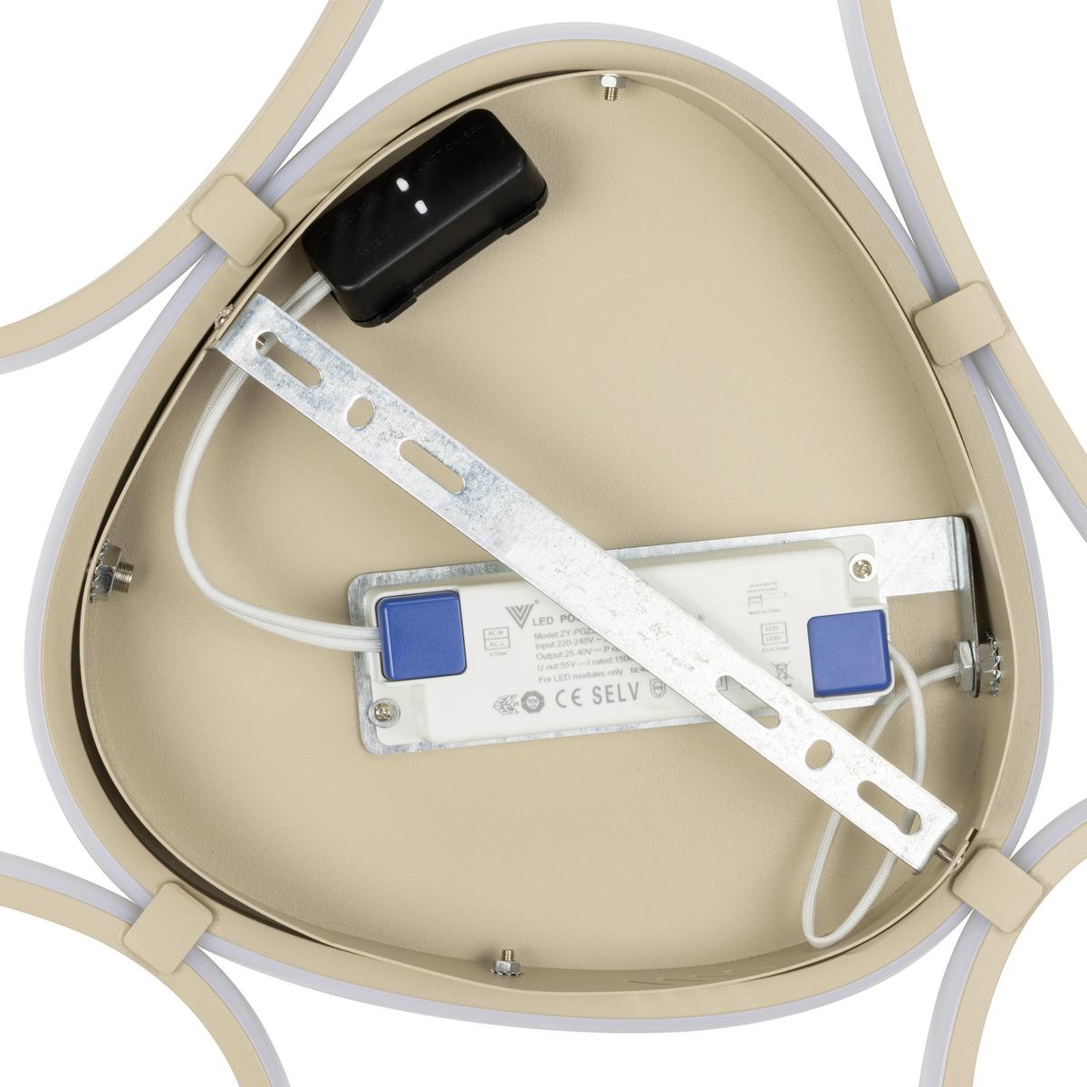 LAMPA SUFITOWA LED ACRUX *SBN* - kolor piaskowy, Design, tworzywo sztuczne/metal (89,5/79/4cm) - Novel