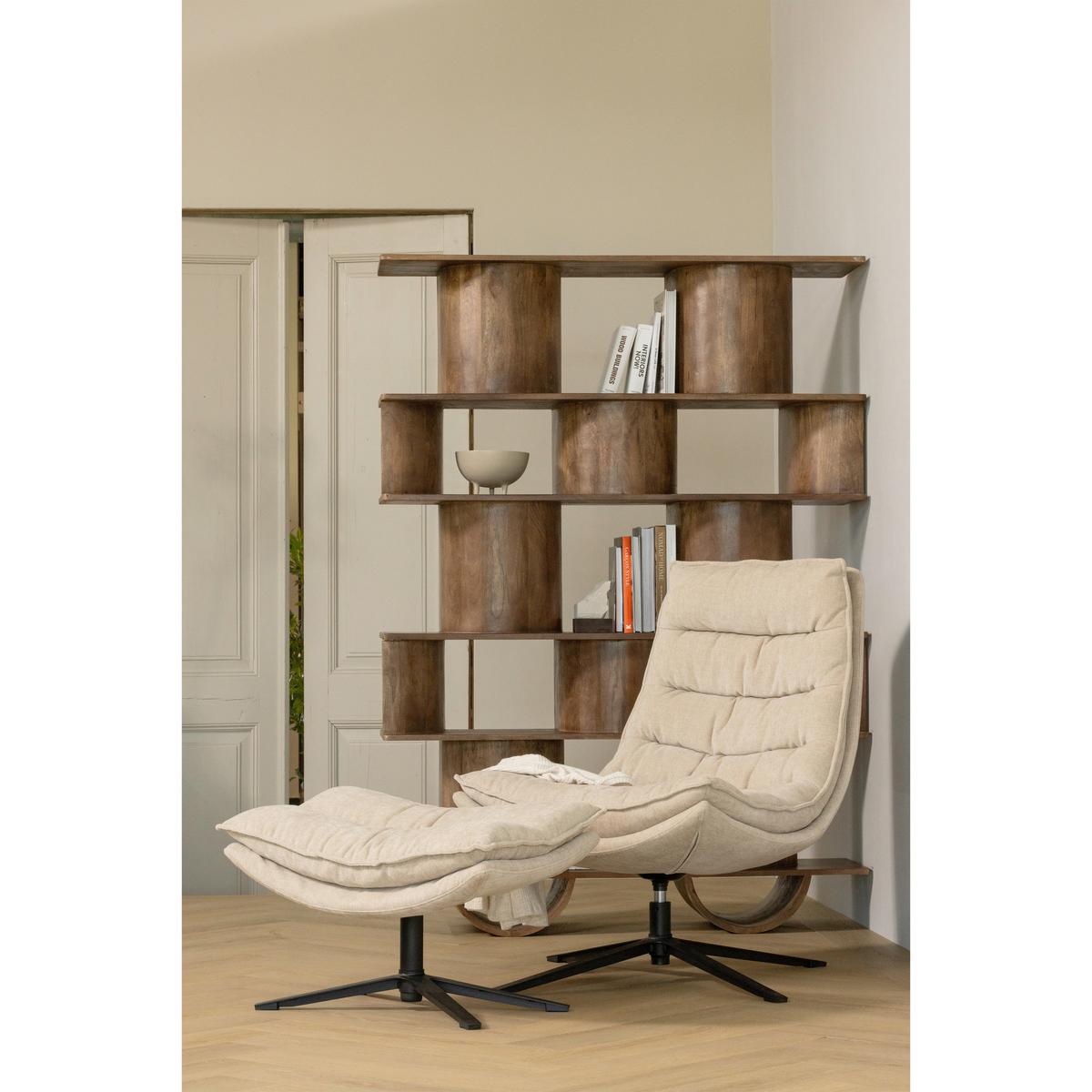 SESSELSET Kube Naturfarben B: 77cm - Schwarz/Naturfarben, Design, Textil/Metall (77/97/69cm) - Livetastic
