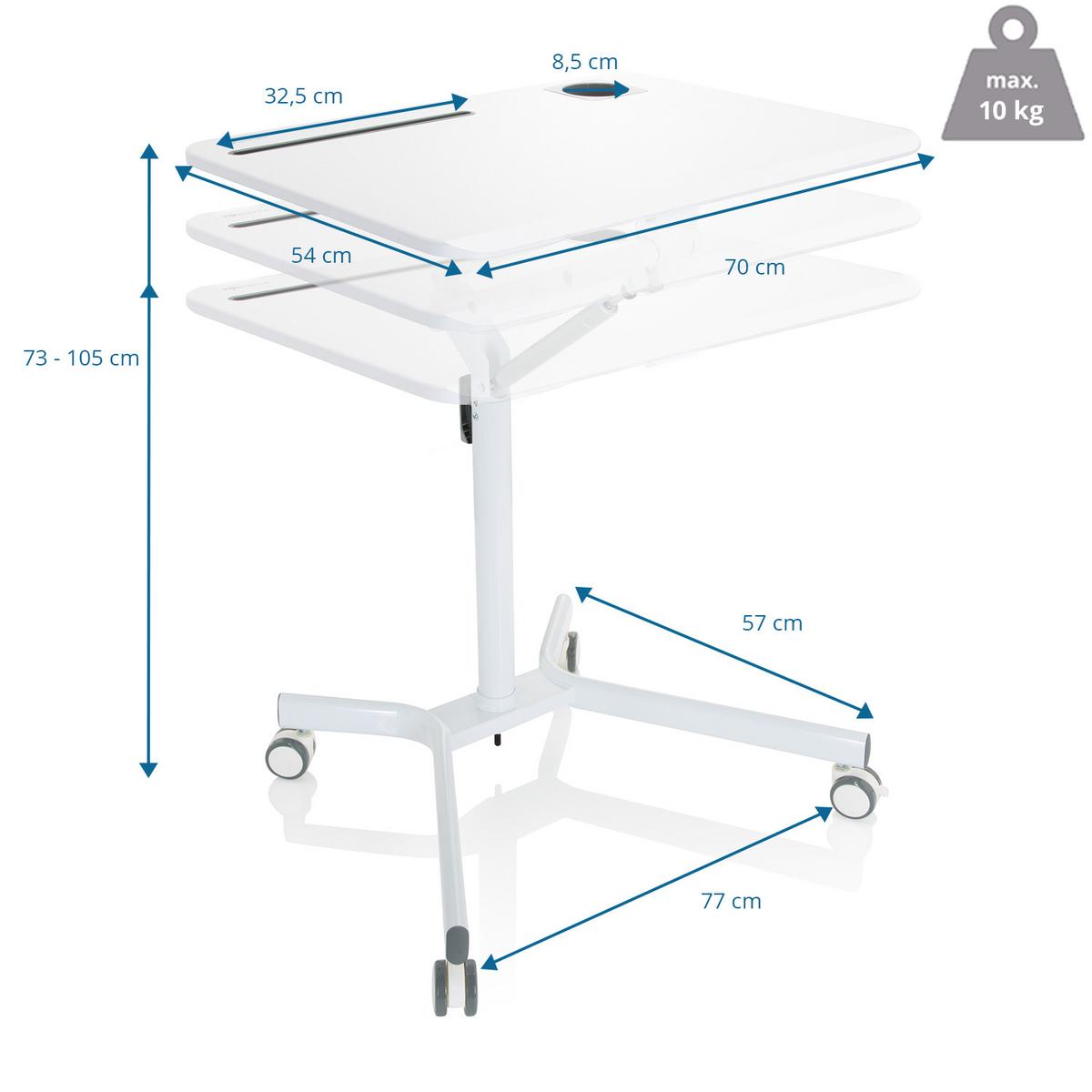 Dvižna Miza Stand Vm.su I, Bela - bela, Basics, kovina/umetna masa (77/73-105/57cm) - MID.YOU