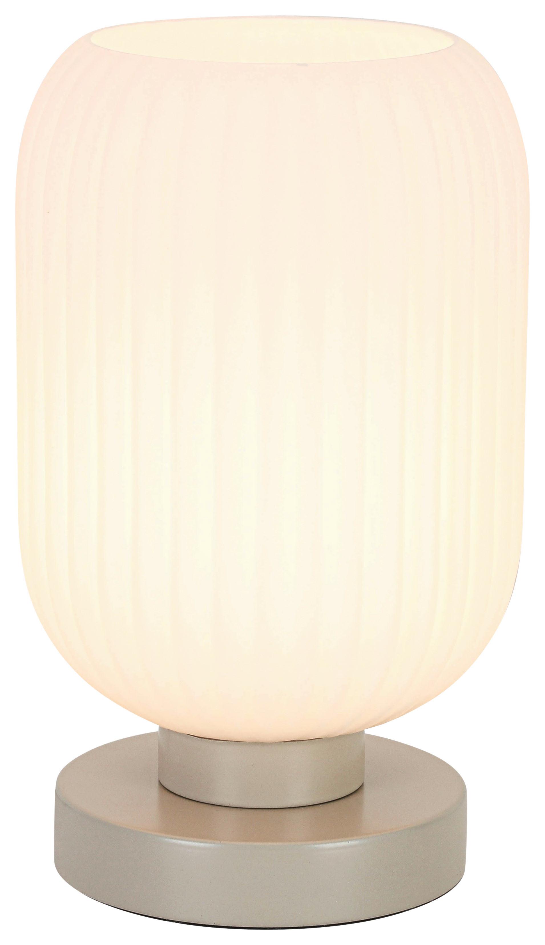 Stona Lampa Exi - bela/boja peska, Moderno, staklo/metal (14/24cm) - Mömax