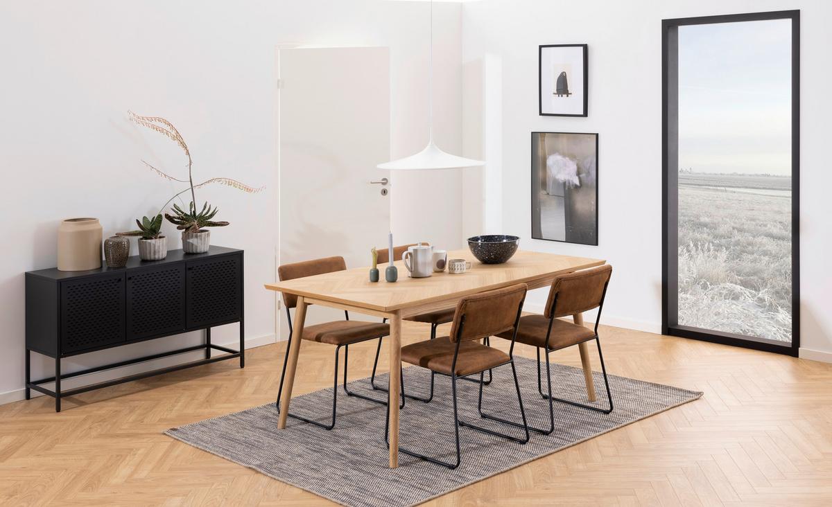 KOMODA SZEROKA NEWCASTLE - czarny, Design, metal (125/75/40cm)
