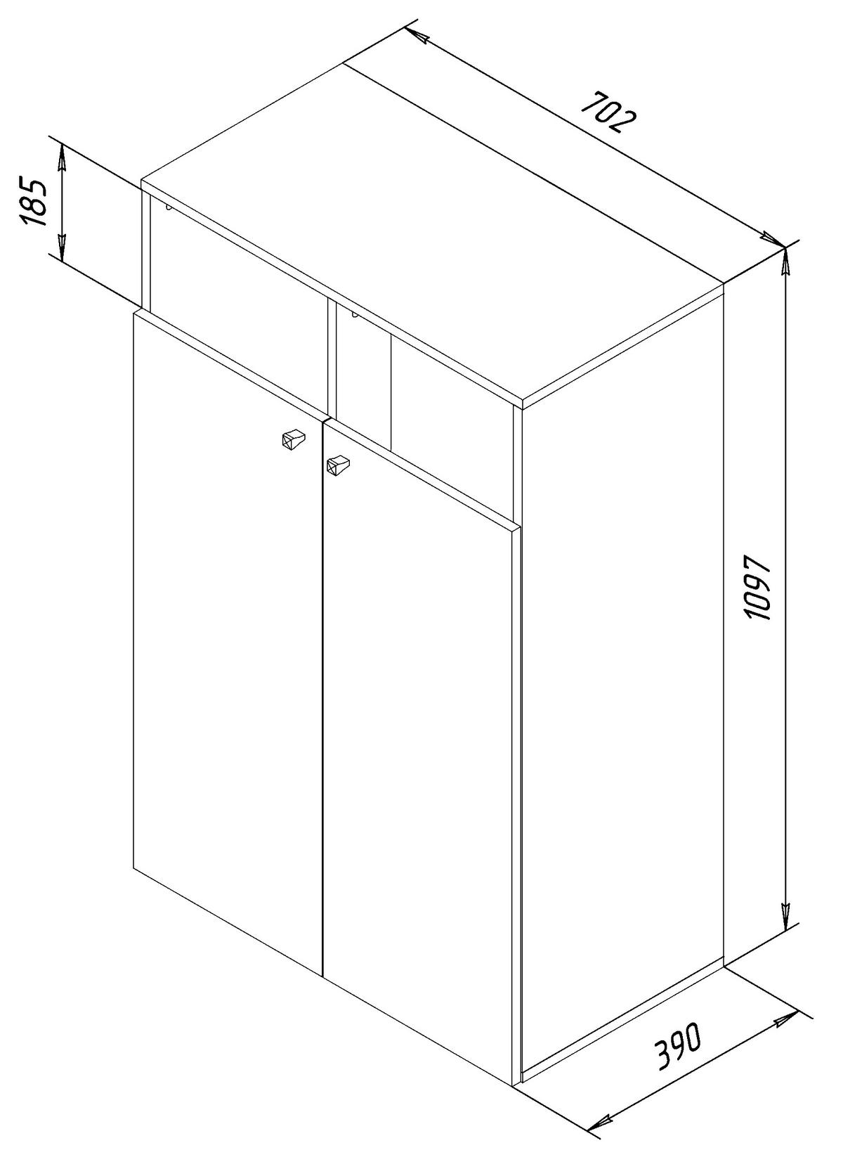 Srednje Visoka Omara Klidas Xl, Bela - siva/bela, Moderno, umetna masa/leseni material (80/110/39cm) - MID.YOU