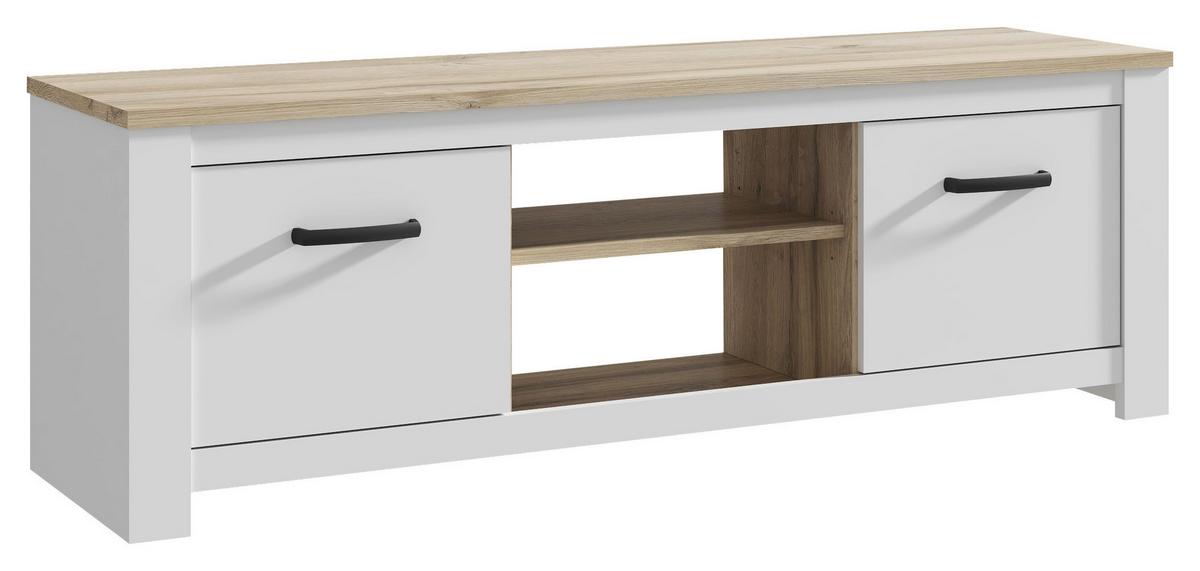 Tv Komoda Elara - hrast Bianco/bijela, Moderno, drvni materijal/metal (161,4/54,1/42,2cm) - Modern Living