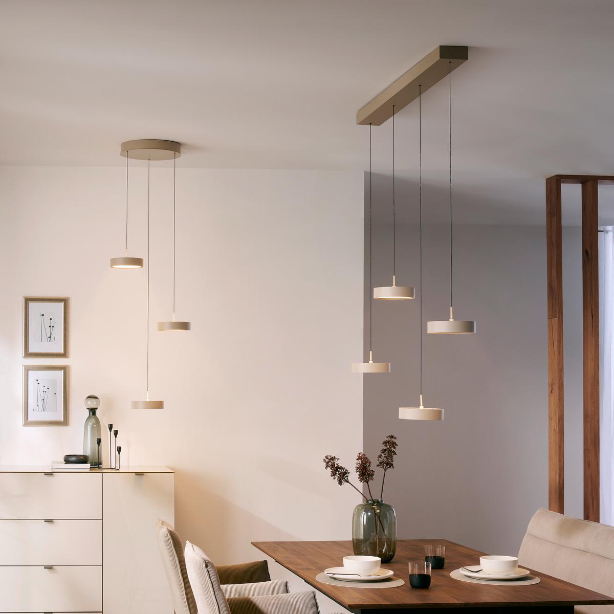 LAMPA WISZĄCA LED BELLEVUE *DK* - kolor piaskowy, Design, metal (46.5/180cm) - Dieter Knoll