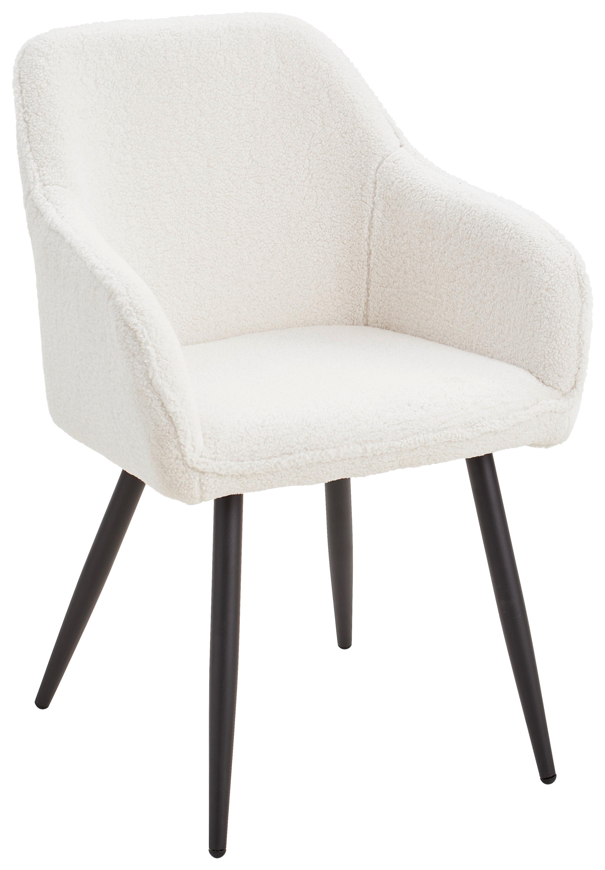 KRZESŁO Z PODŁOKIETNIKAMI TOM - biały/czarny, Modern, metal/drewno (56/82/60cm) - Livetastic