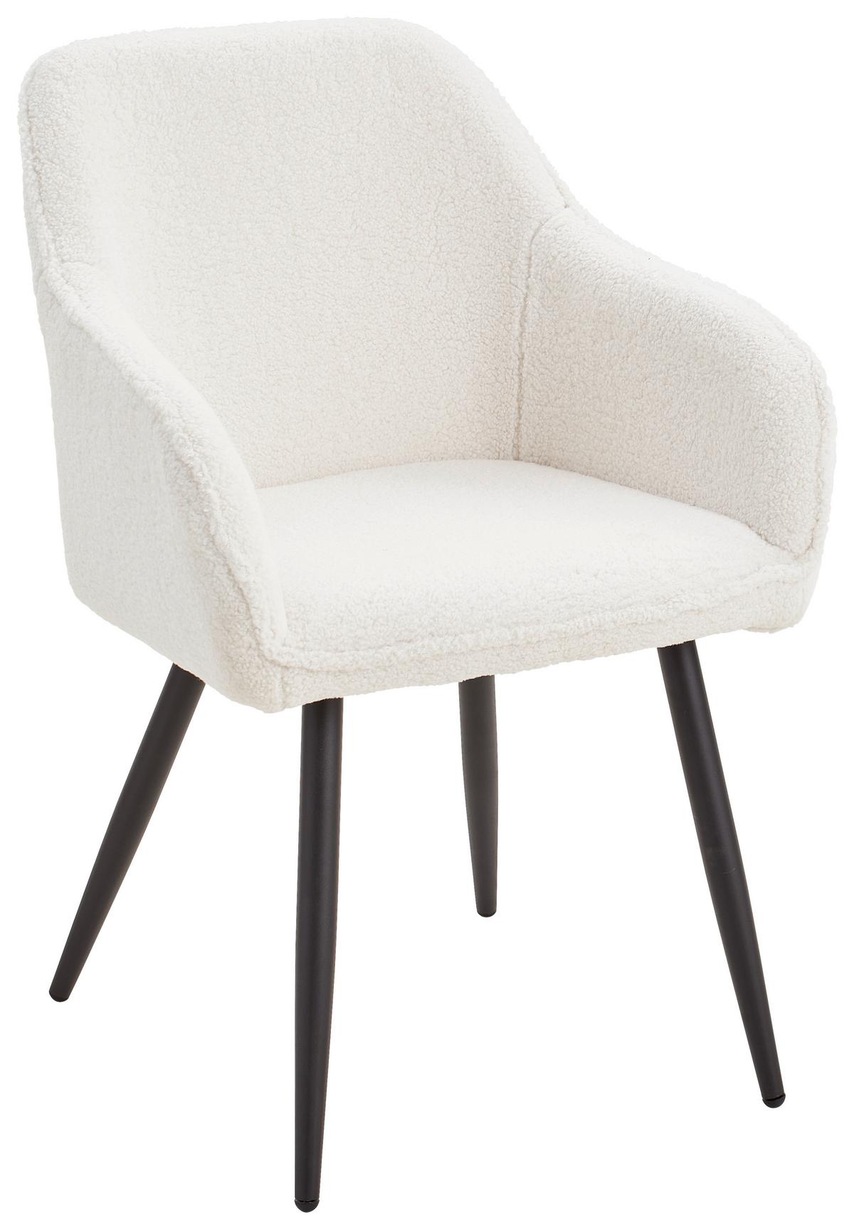 KRZESŁO Z PODŁOKIETNIKAMI TOM - biały/czarny, Modern, metal/drewno (56/82/60cm) - Livetastic