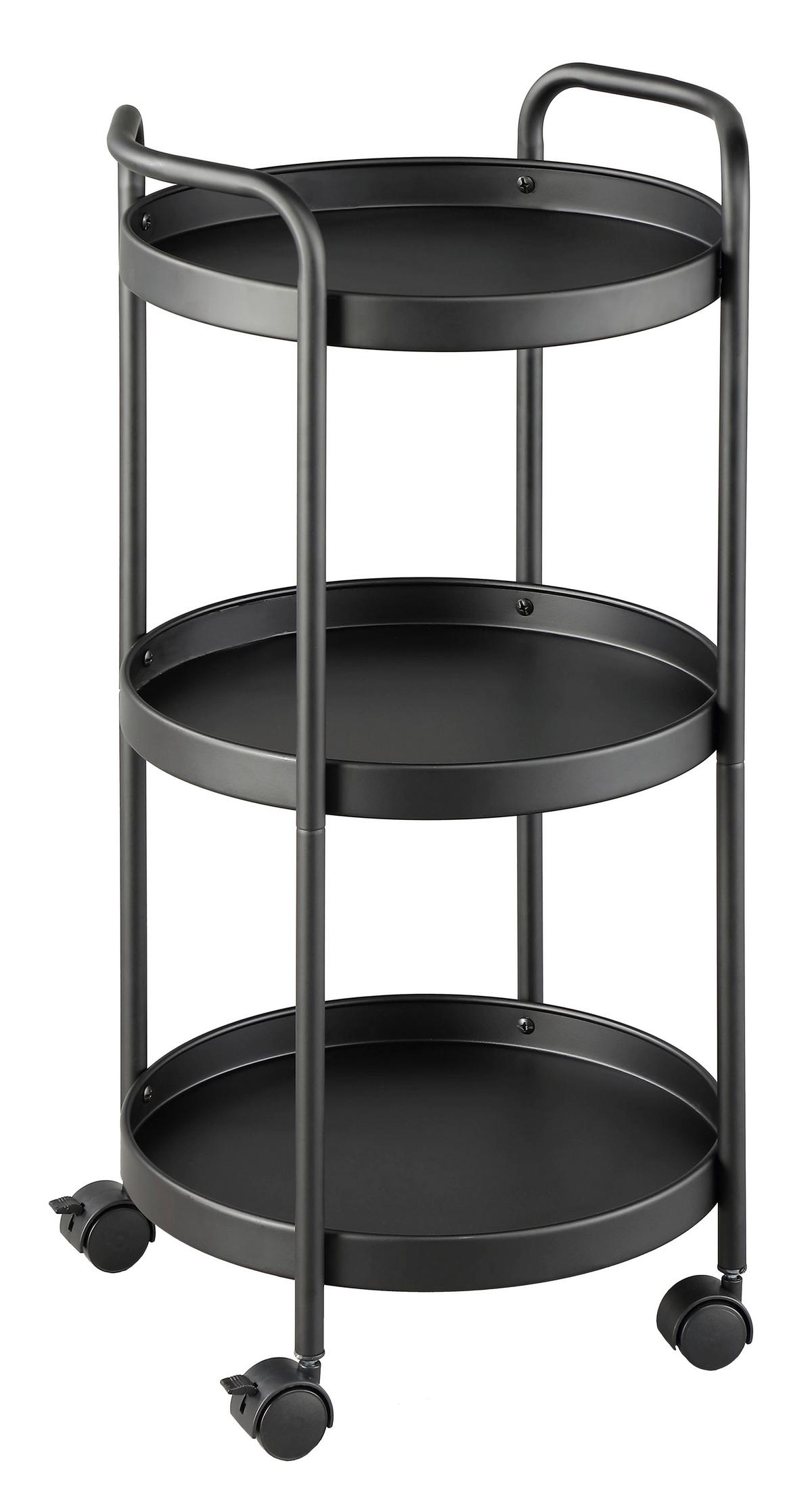 Servierwagen Justus Schwarz - Schwarz, MODERN, Kunststoff/Metall (39,5/72,5/35,5cm) - Mömax