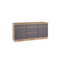 Küchenunterschrank Turin ca. 180x86 cm Grau/Wotaneiche - Eiche Wotan/Grau, Design, Holzwerkstoff (180/86/60cm) - Held