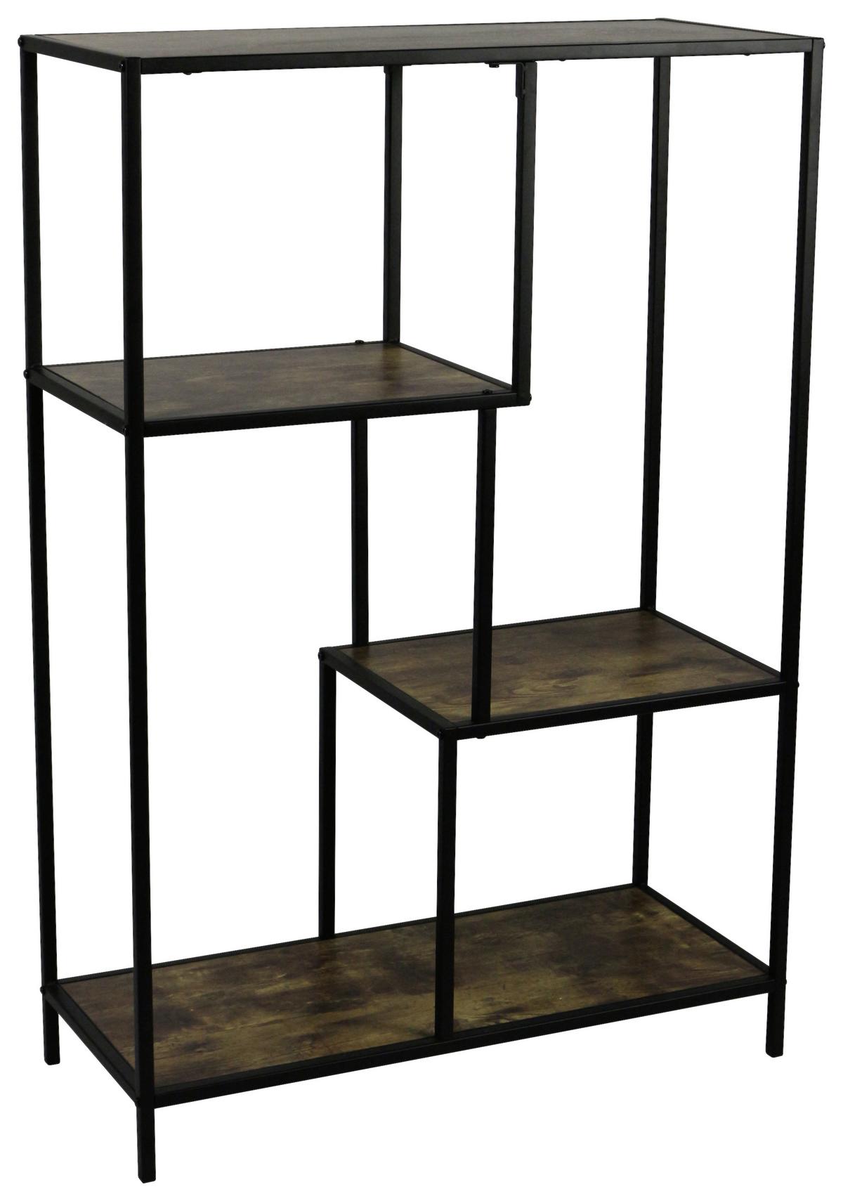 REGAŁ INDUSTRY - kolor naturalny/czarny, Modern, materiał drewnopochodny/metal (77/114/33cm) - MID.YOU
