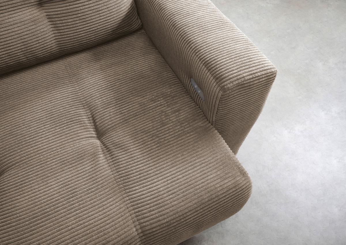 Wohnlandschaft Restato Graubraun Cord - Graubraun/Schwarz, MODERN, Holz/Textil (177/246cm) - MID.YOU