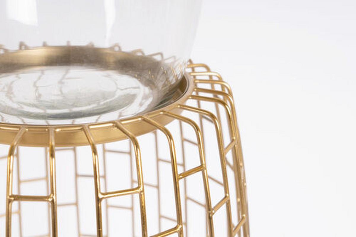 KERZENHALTER OSLBS-GLD - Goldfarben, Design, Glas/Metall (28/73/28cm) - Kayoom