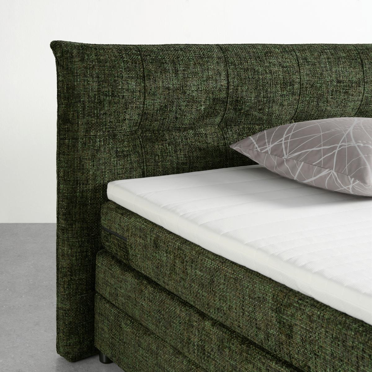 Boxspringbett Liverpool 3 Olivgrün ca. 180x200cm - Schwarz/Olivgrün, Konventionell, Holzwerkstoff/Kunststoff (180/200cm) - Premium Living