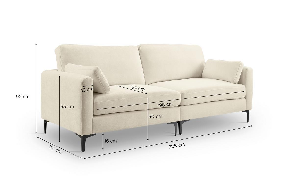 3,5-Sitzer-Sofa Venti Creme - Creme/Schwarz, Basics, Holz/Textil (225/92/97cm) - MID.YOU