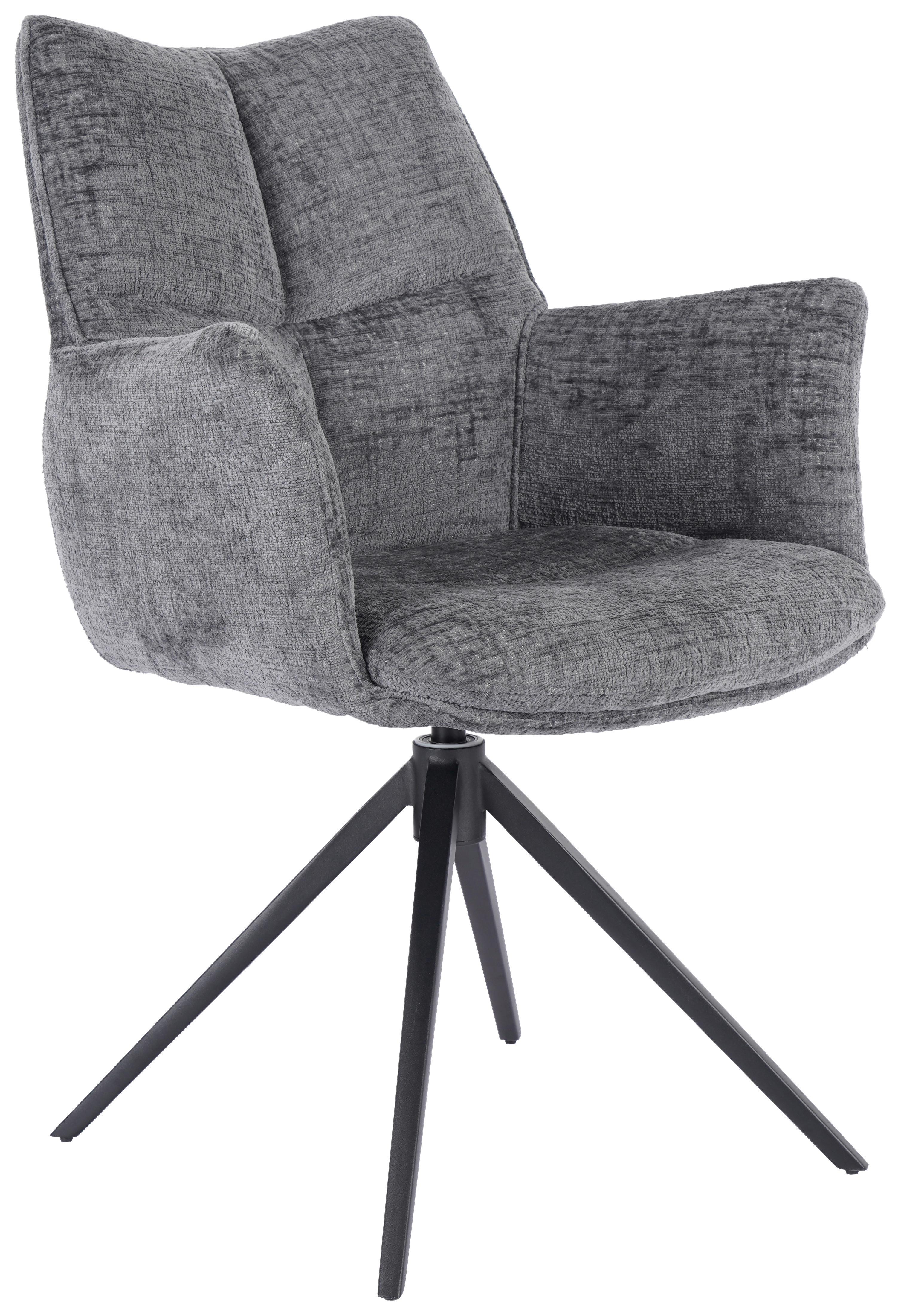 ARMLEHNSTUHL LUCIA - Anthrazit/Graphitfarben, LIFESTYLE, Textil/Metall (62/90/64cm) - Premium Living