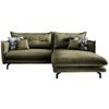 Wohnlandschaft Lava Grün Velours - Türkis/Schwarz, MODERN, Textil/Metall (255/180cm) - Livetastic