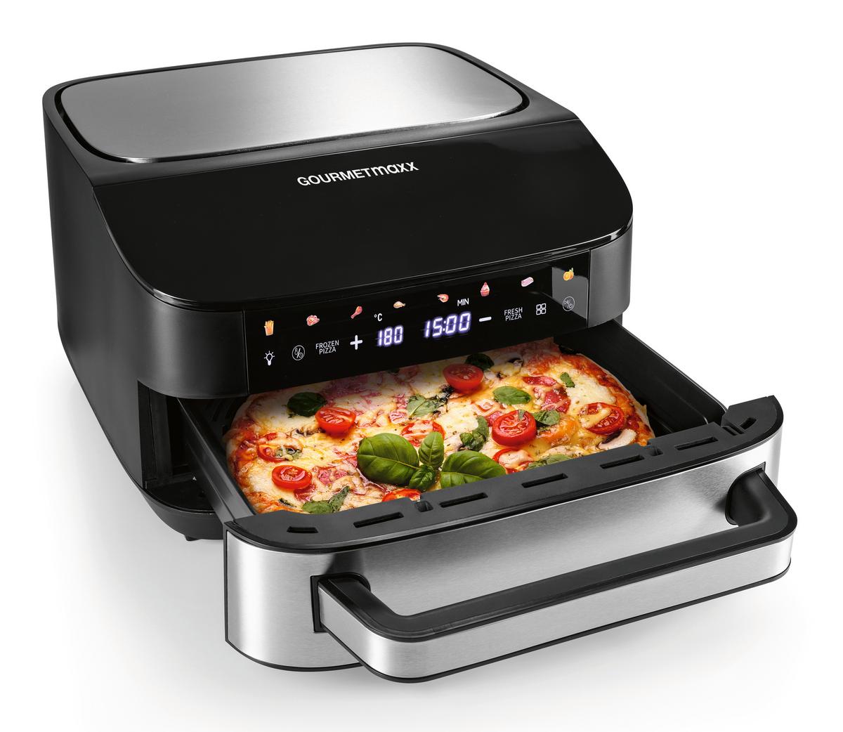 FRYTKOWNICA BEZTŁUSZCZOWA 16428 - kolor srebrny/czarny, Basics, tworzywo sztuczne/metal (32,5/41/24cm) - GOURMETMAXX