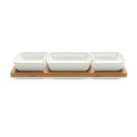 Nassolnivaló-tálalókészlet Tapas - fehér, Modern, fa/kerámia (44/16.5/5.5cm) - Modern Living