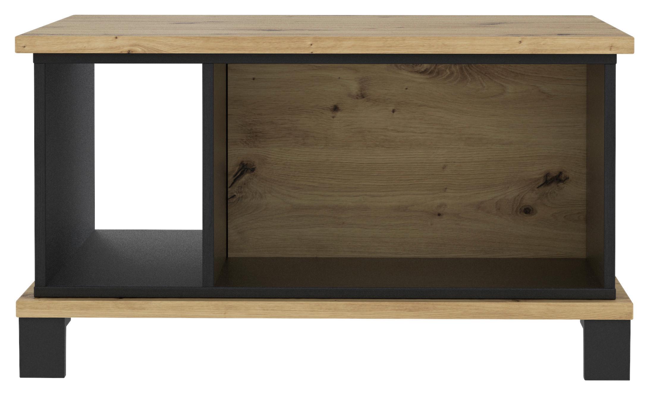 Klubska Miza Trondheim, Barva Hrasta, Črna - črna/barve hrasta, Moderno, kovina/umetna masa (80/55/44,6cm) - MID.YOU