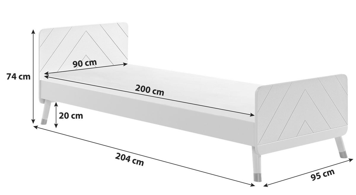 Bett Billy ca. 90x200 cm Satin Weiß - Weiß, KONVENTIONELL, Holzwerkstoff (90/200cm) - MID.YOU