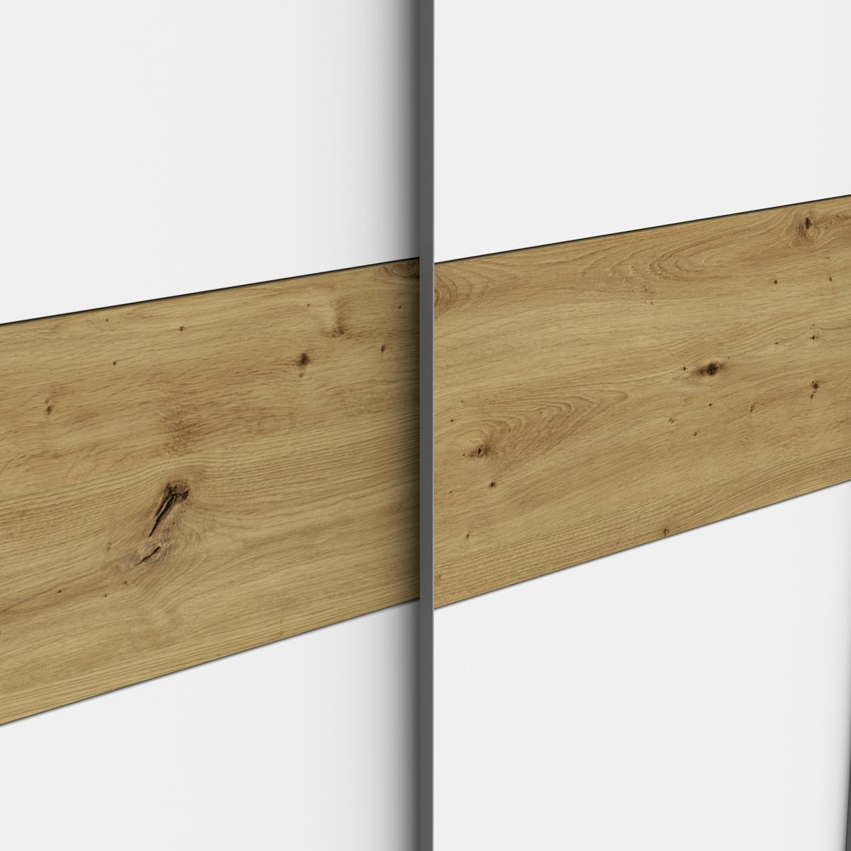 Omara Z Drsnimi Vrati Ohio 2, Bela, Barva Hrasta - barve hrasta/bela, Design, kovina/leseni material (120/190,5/61,2cm) - Ti'me