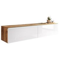 Nizka Omarica Lowa, Bela, Barva Hrasta, Led - hrast wotan/siva, Trendi, umetna masa/leseni material (140/30/33cm) - P & B