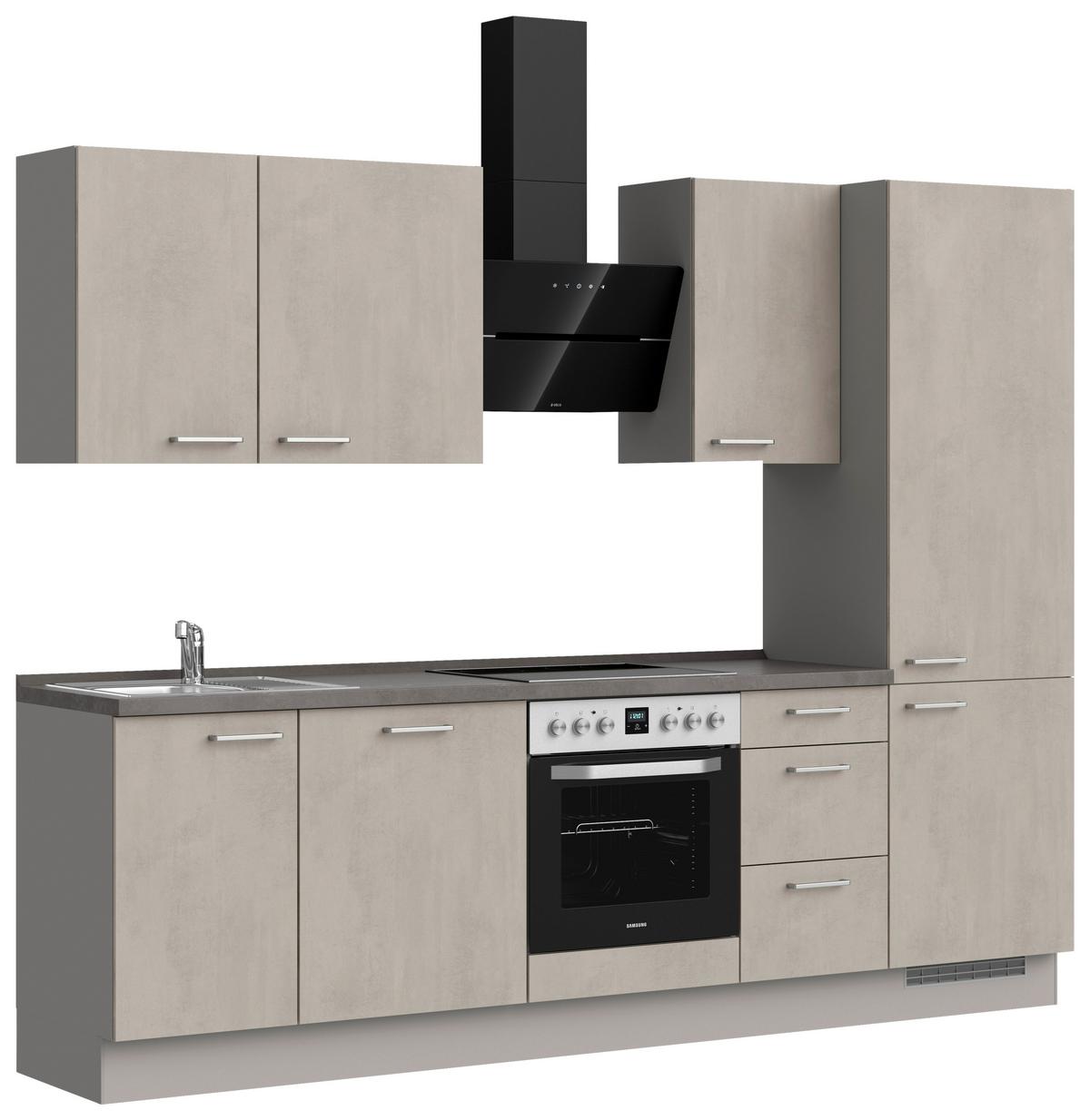 Küchenblock Riva High m. Geräten Grau - Schieferfarben/Edelstahlfarben, MODERN, Holzwerkstoff/Metall (270cm) - Nobilia