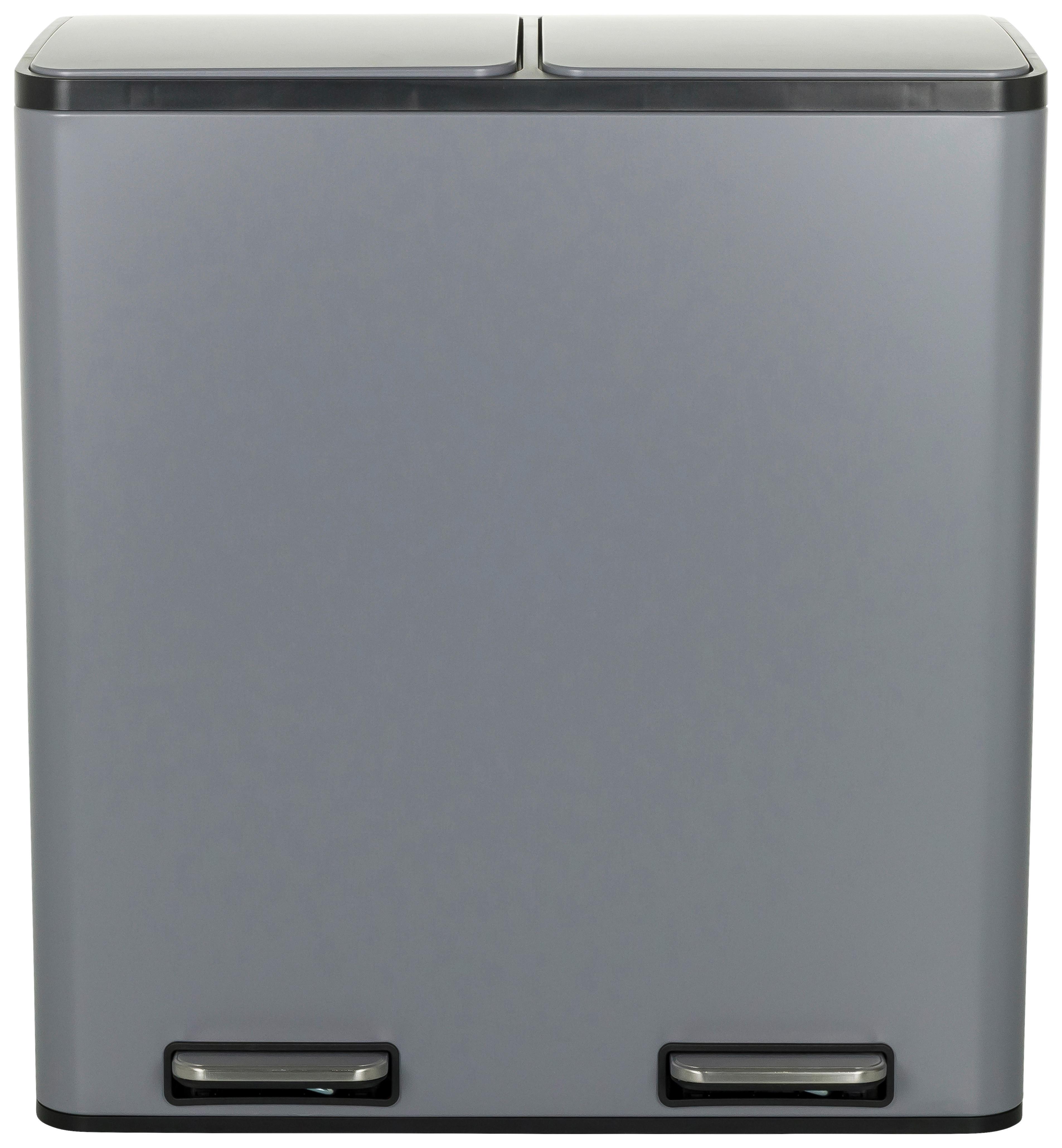 Abfallsammler Clean Grau ca. 58,5x62x32cm - Schwarz/Grau, MODERN, Kunststoff/Metall (58,5/62/32cm) - MID.YOU