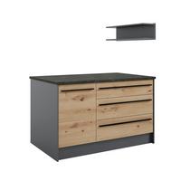 Kuhinjski Otok Jazz, Antracit, Barva Hrasta - črna/antracit, Basics, umetna masa/leseni material (145/90/90cm) - MID.YOU