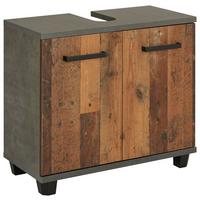 Waschbeckenunterschrank in Betonoptik - Dunkelgrau/Schwarz, Konventionell, Holzwerkstoff/Kunststoff (69/62/35cm) - Mömax