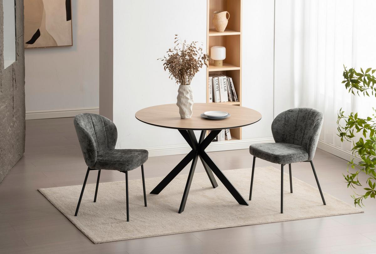 Jedilna Miza Amar, Barva Hrasta, Črna, Ø 110cm - črna/barve hrasta, Konvencionalno, kovina/leseni material (110/75cm) - P & B