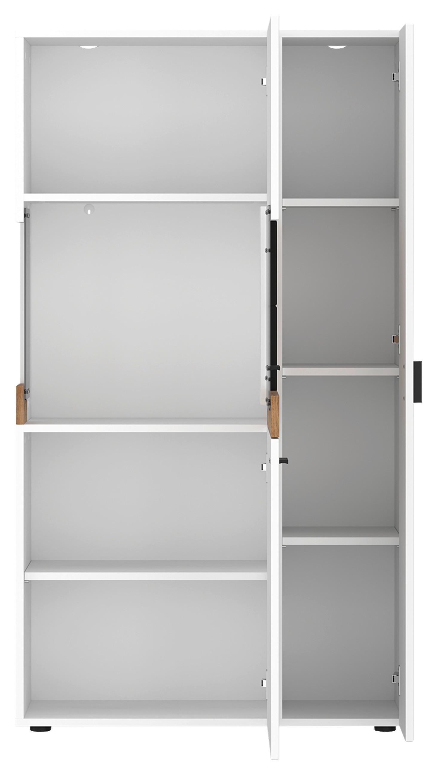 VITRINĂ ORETA - alb/culoare lemn stejar, Modern, sticlă/material pe bază de lemn (82/146/36,6cm) - Modern Living