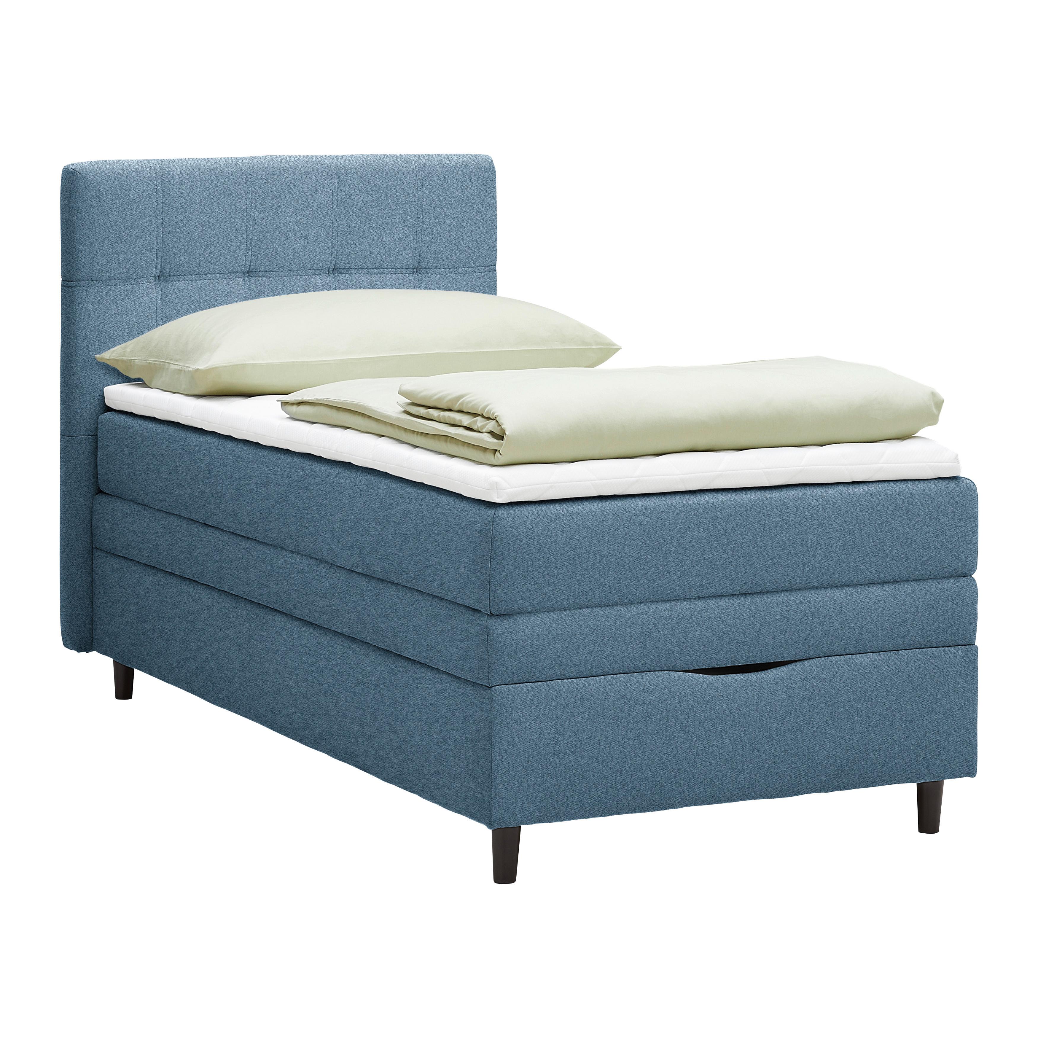 Boxspring Krevet Miami - tamno plava/crna, Konvencionalno, drvni materijal/tekstil (90/200cm) - Modern Living