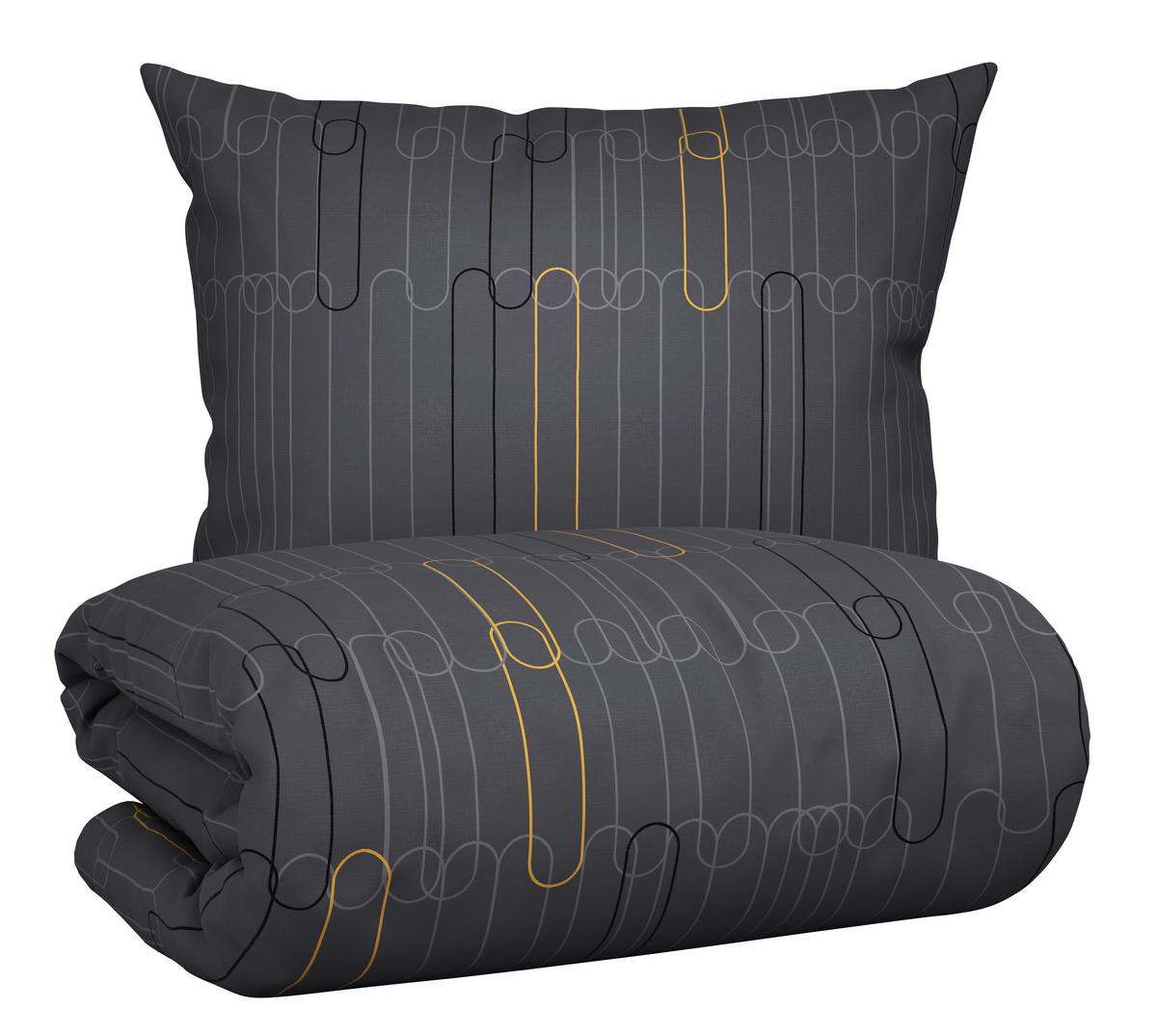 linge de lit CHAINS - Anthrazit/Gelb, Konventionell, Textil (160/210cm) - Modern Living