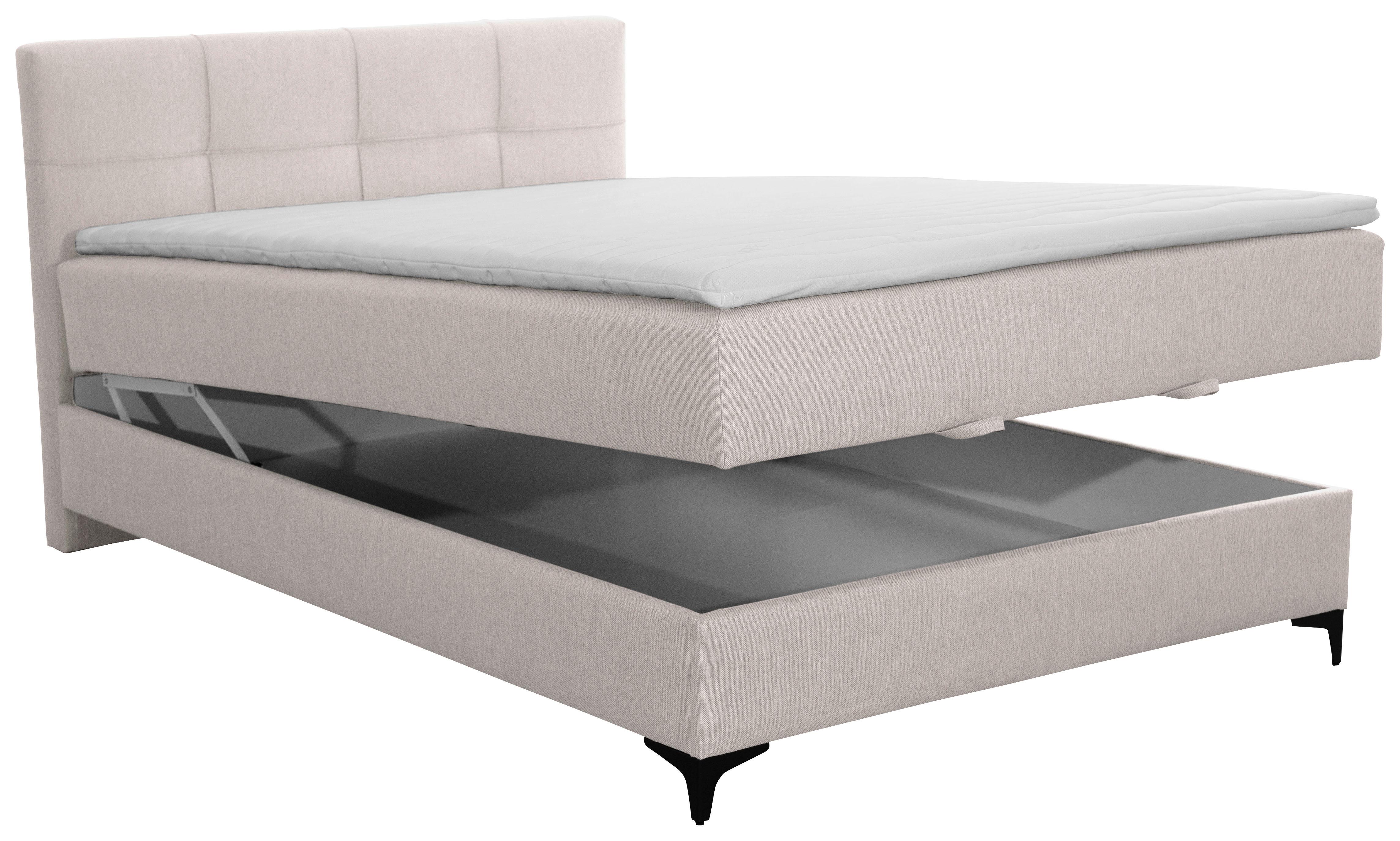 Oblazinjena Postelja Freddie, Bež, 140x200 - črna/bež, Konvencionalno, kovina/tekstil (140/200cm) - Mömax