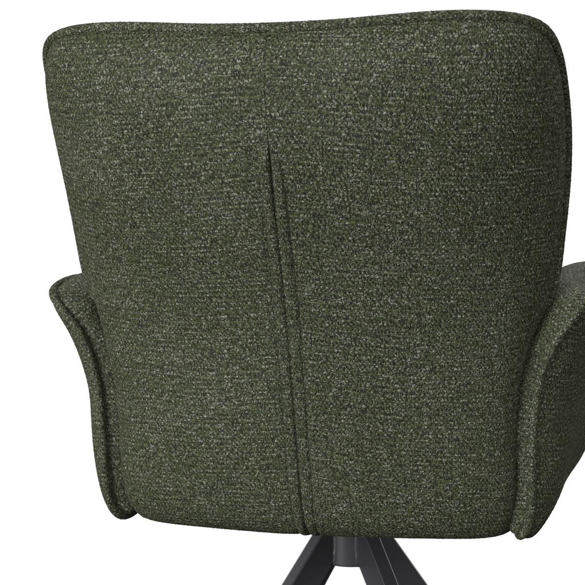 Armlehnstuhl Tess Grün Chenille Drehbar Gepolstert - Schwarz/Grün, MODERN, Holz/Textil (64/90/63cm) - Bessagi Home