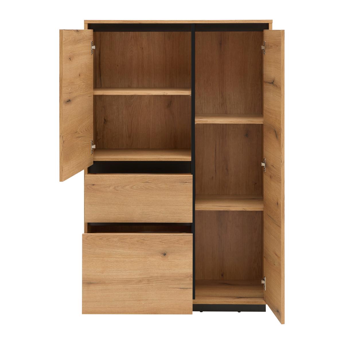 Komoda Puro - boje hrasta/crna, Moderno, drvni materijal (90/140/38cm) - Modern Living