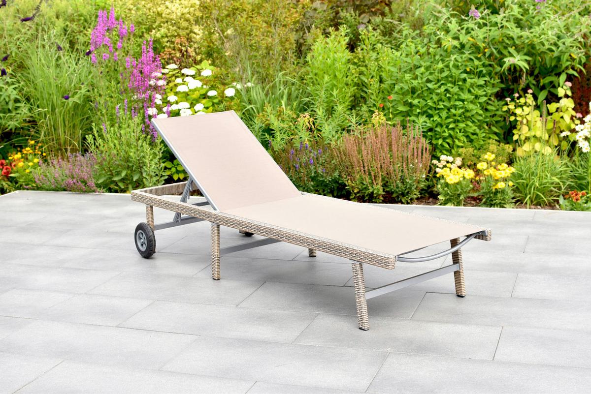 Vrtni Ležalnik Navarra - siva/bež, Moderno, kovina/umetna masa (202/35/65cm) - Gardenson