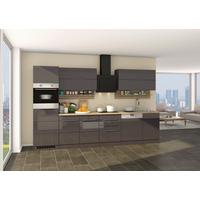 Küchenleerblock Neapel II Grau Hochglanz/Eichefarben - Grau Hochglanz/Alufarben, MODERN, Holzwerkstoff/Metall (330cm) - Held