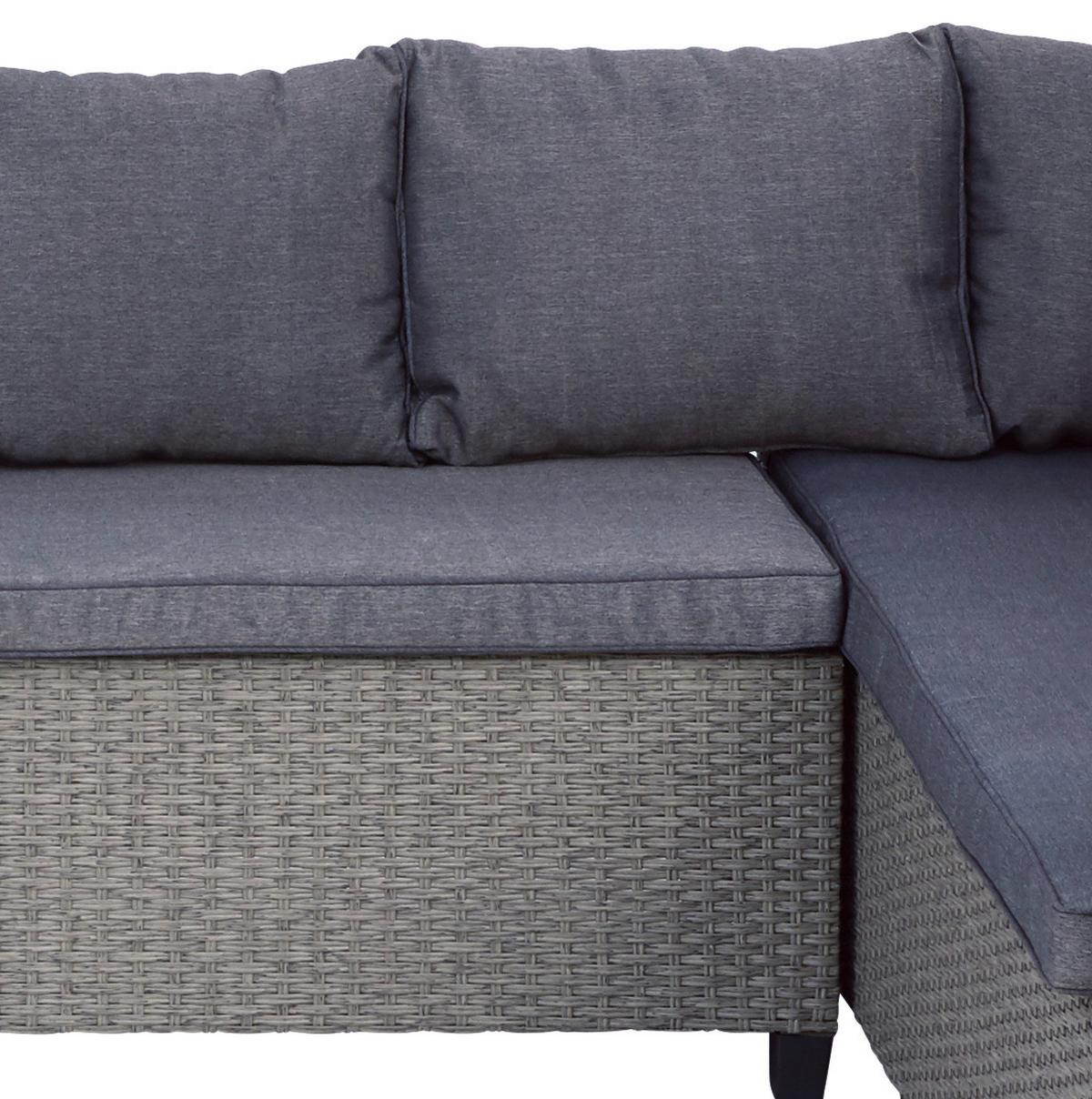 Lounge Garnitura Athena, Siva, Videz Ratana, 6-Delno - siva/črna, Moderno, kovina/umetna masa