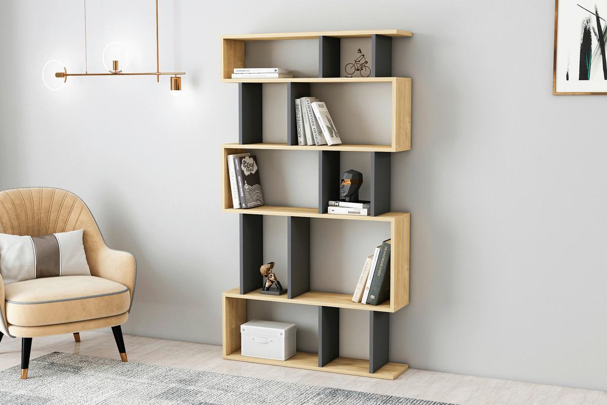 Regal Eros ca. 90x160 cm Eichefarben - Anthrazit, Design, Holzwerkstoff (90/160/22cm) - Livetastic