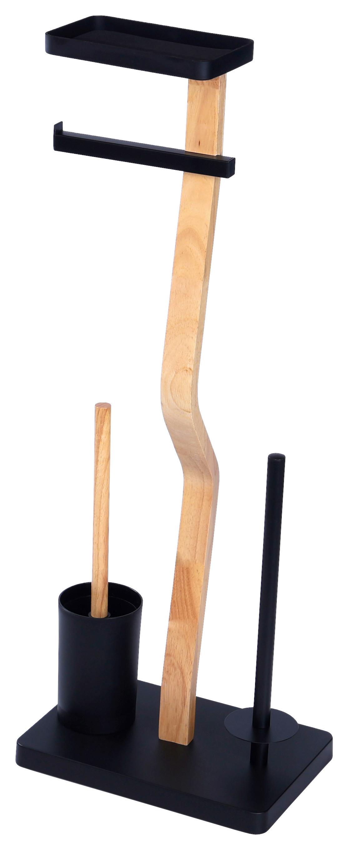 Wc-garnitura S Ščetko Emilio, Naravne Barve, Črna - črna/naravne barve, Trend, umetna masa/leseni material (30/75/20cm) - Homezone