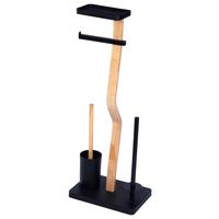 Wc-garnitura S Ščetko Emilio, Naravne Barve, Črna - črna/naravne barve, Trend, umetna masa/leseni material (30/75/20cm) - Homezone
