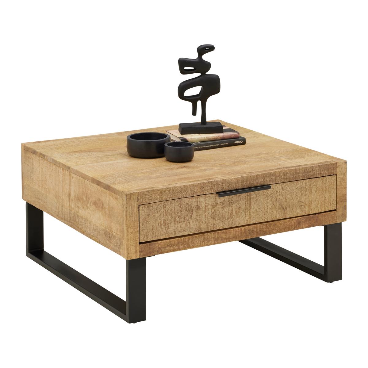 Couchtisch Everest in Naturfarben/Schwarz - Schwarz/Naturfarben, Natur, Holz/Metall (80/40/80cm) - Mömax