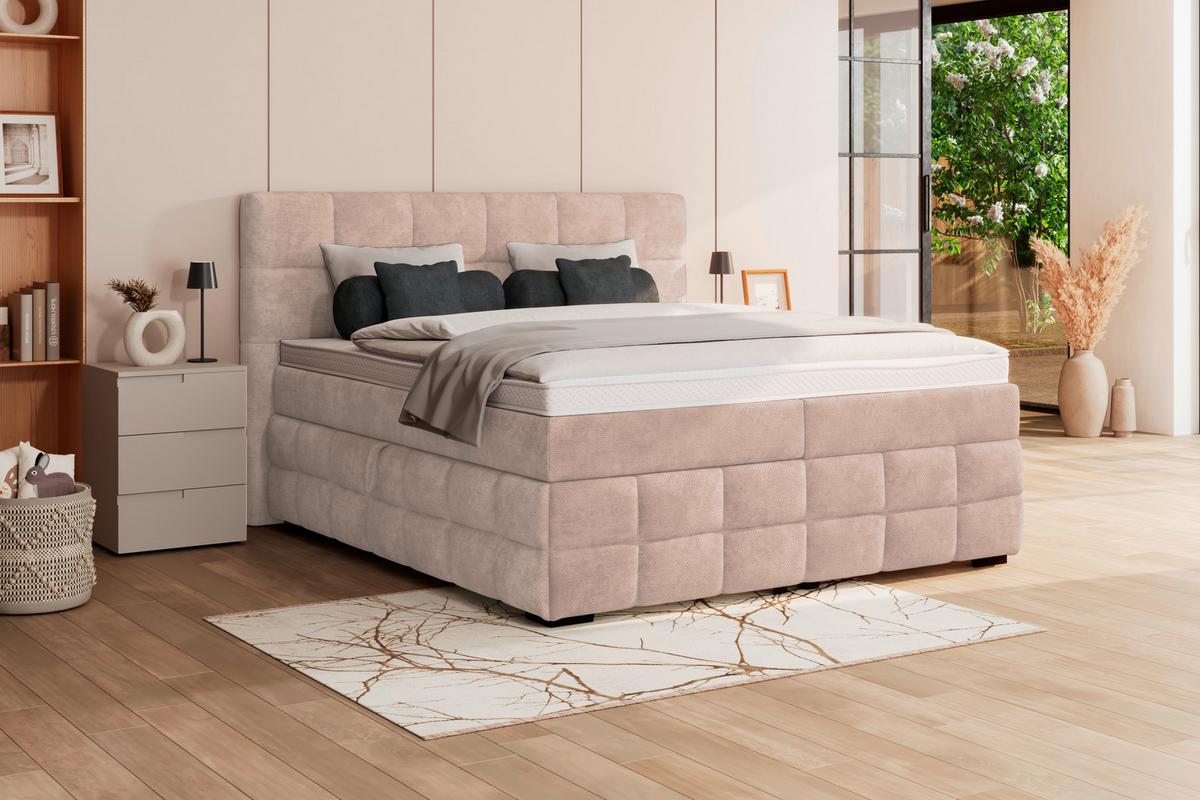 PAT BOX VEGA - bej/verde, Trend, lemn/textil (200/200cm) - Modern Living